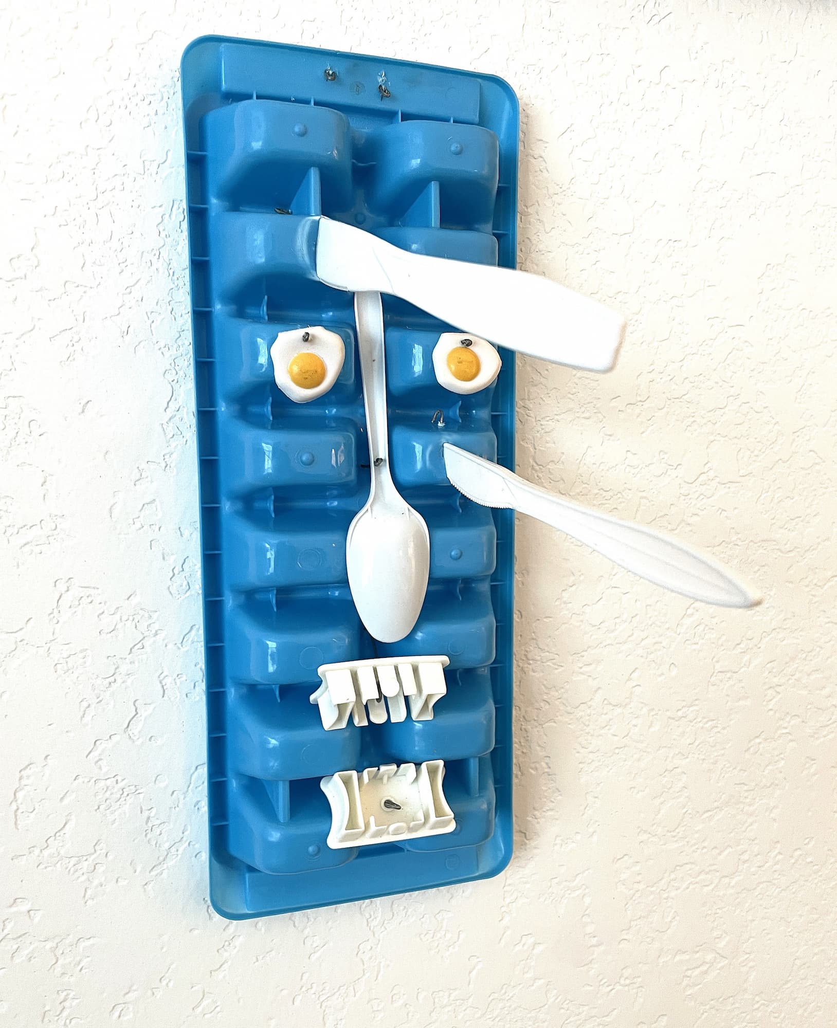 Stabbed Ice Cube Tray, plastic assemblage by Lynn Charles Foster, side view
